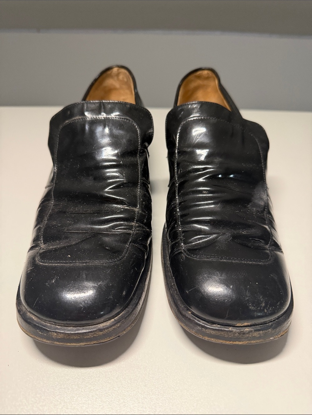 Vintage Gucci Loafers Black Patent Leather Slip-On Dress Shoes